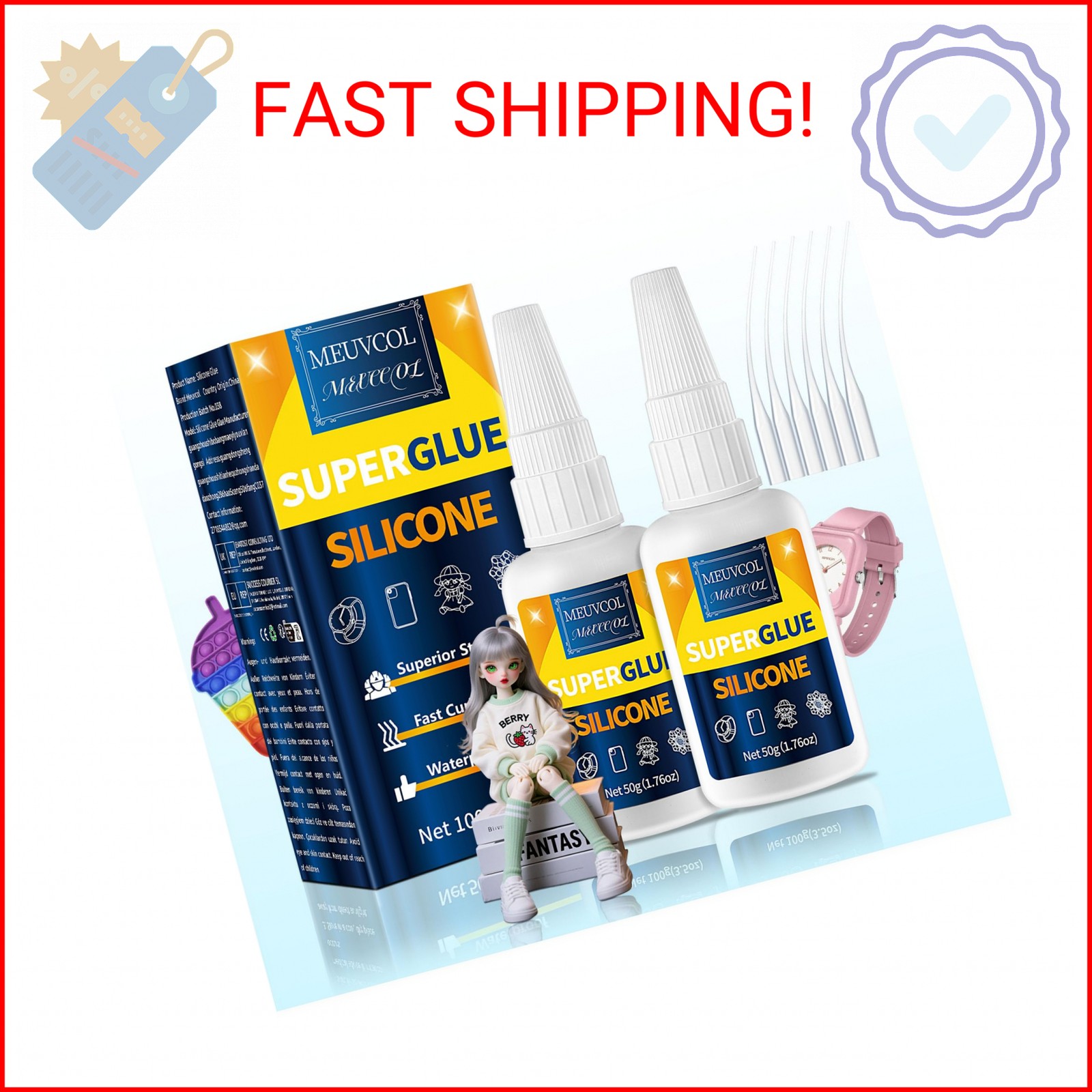 Meuvcol Silicone Glue 100g - Fast-Bonding & Waterproof Silicone Adhesive for Sil