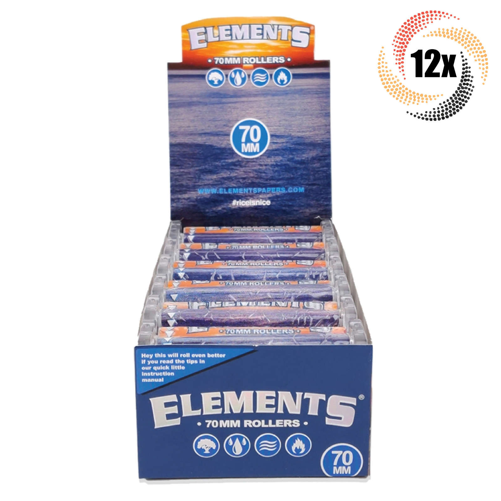 Full Box 12x Rollers Elements Paper Roller Machine | 70MM | + 2 Rolling Tubes