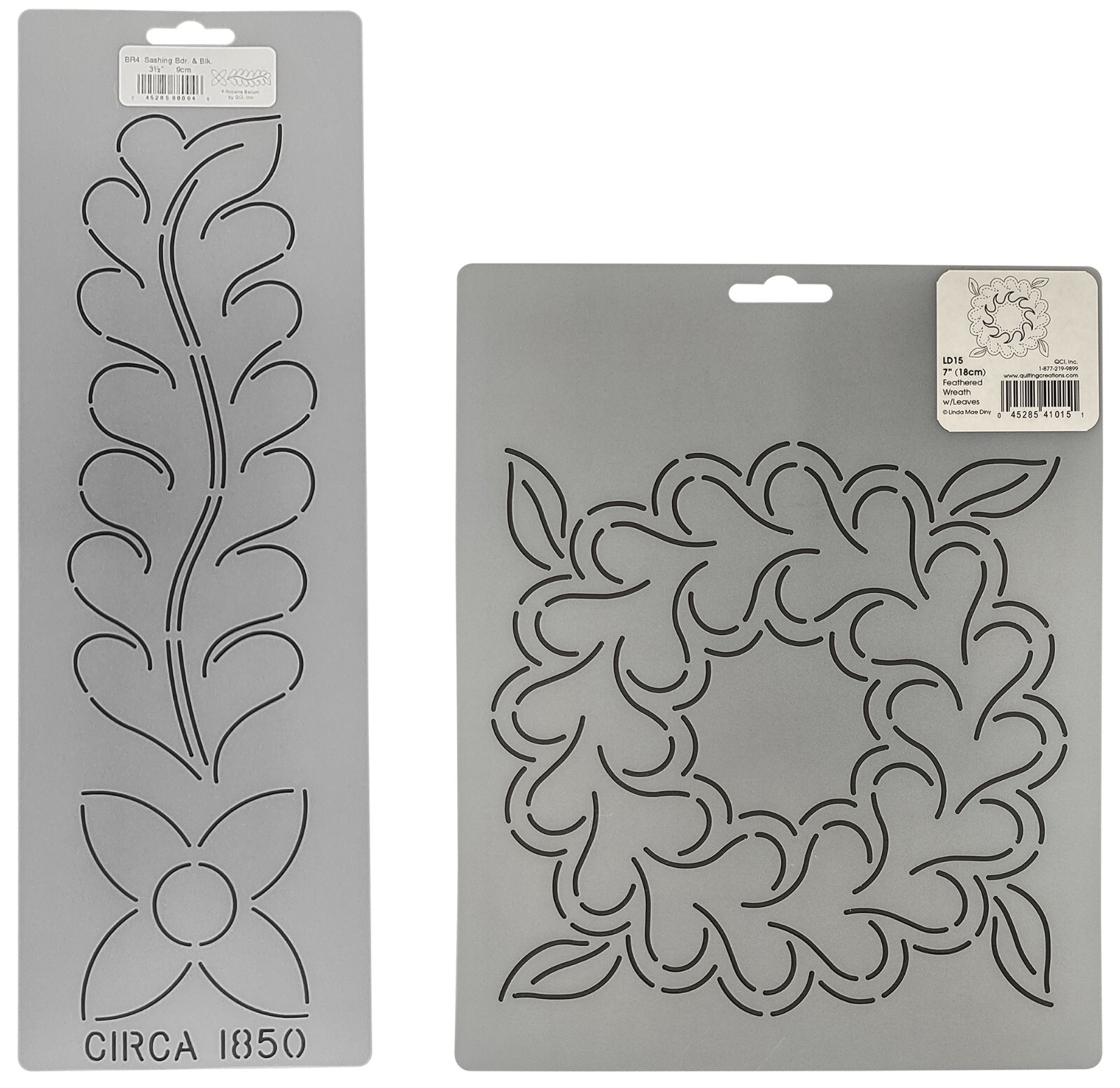 2 Quilting Stencils Feather Border & Feathered Wreath Block Quilters Template