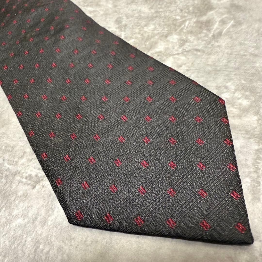 HERMES Tie Black Fasone H Pattern