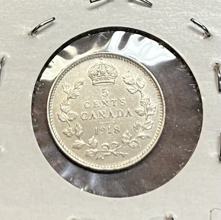 1918 Canada 5 Cents Silver - BU
