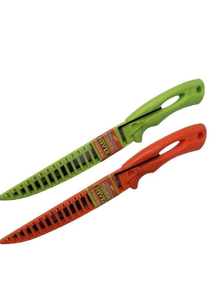 Billy Bay HiViz 6" Fillet Knife - TWO Knives (1 Orange & 1 Green) #FK6-30A