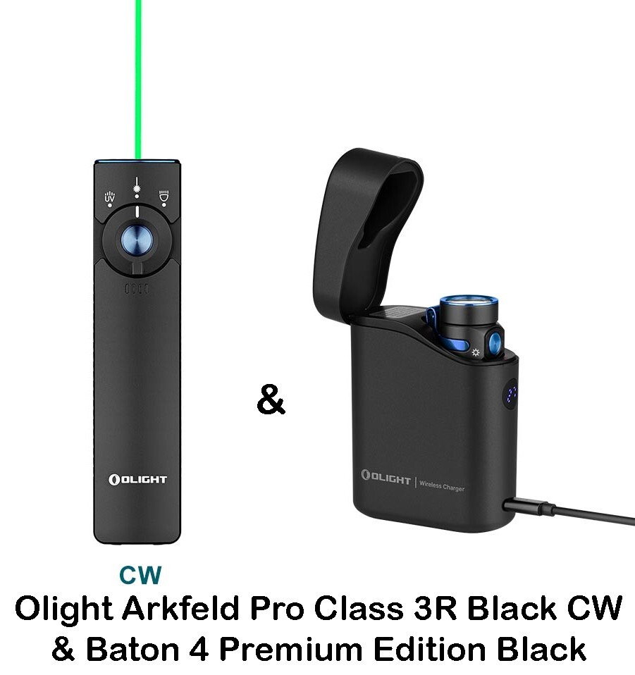 Olight Arkfeld Pro Black CW Flat EDC Flashlight & Baton 4 Premium Black