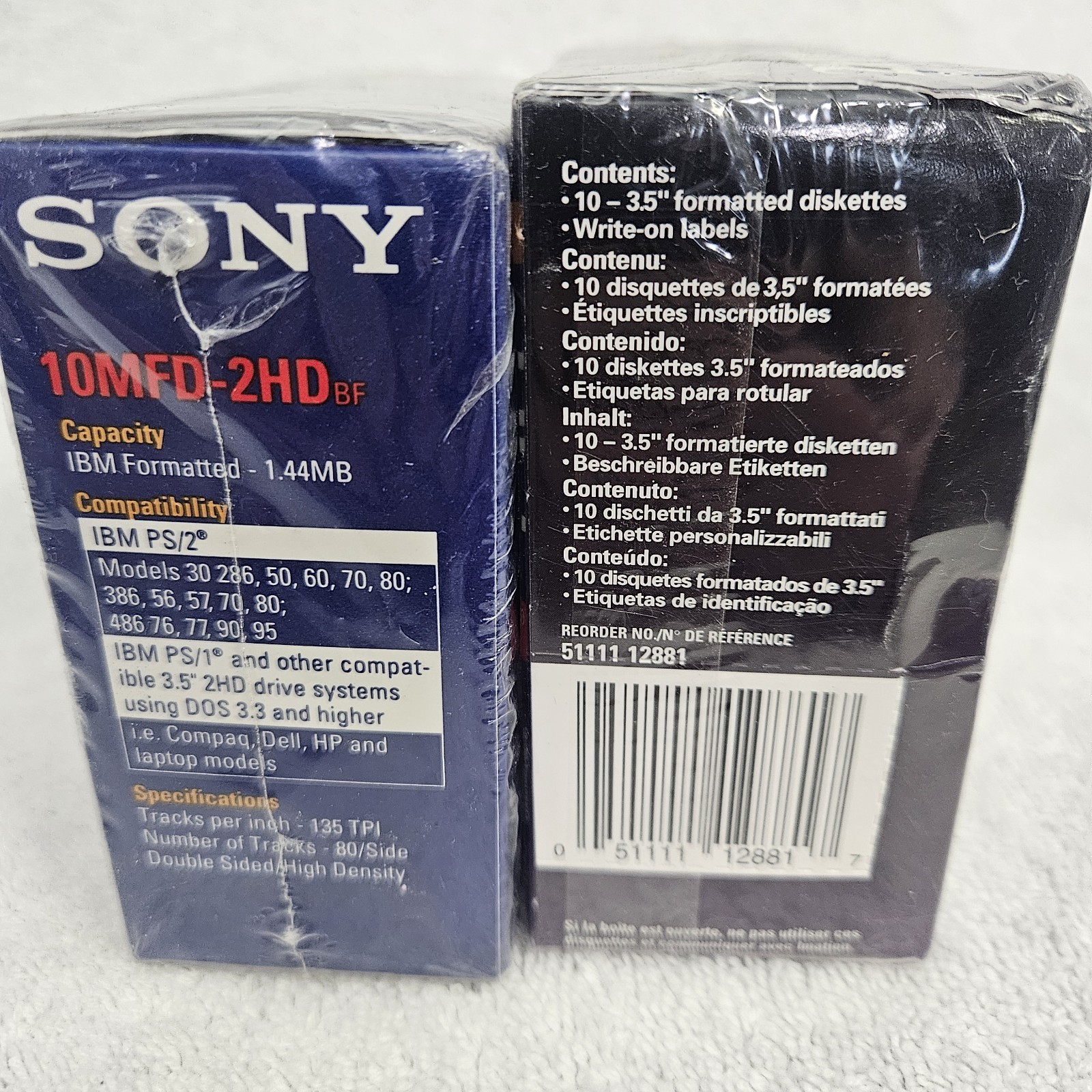Sony Imation 3.5" High Density IBM 2HD PS/1/2 Formatted SEALED 10 Pack Diskettte
