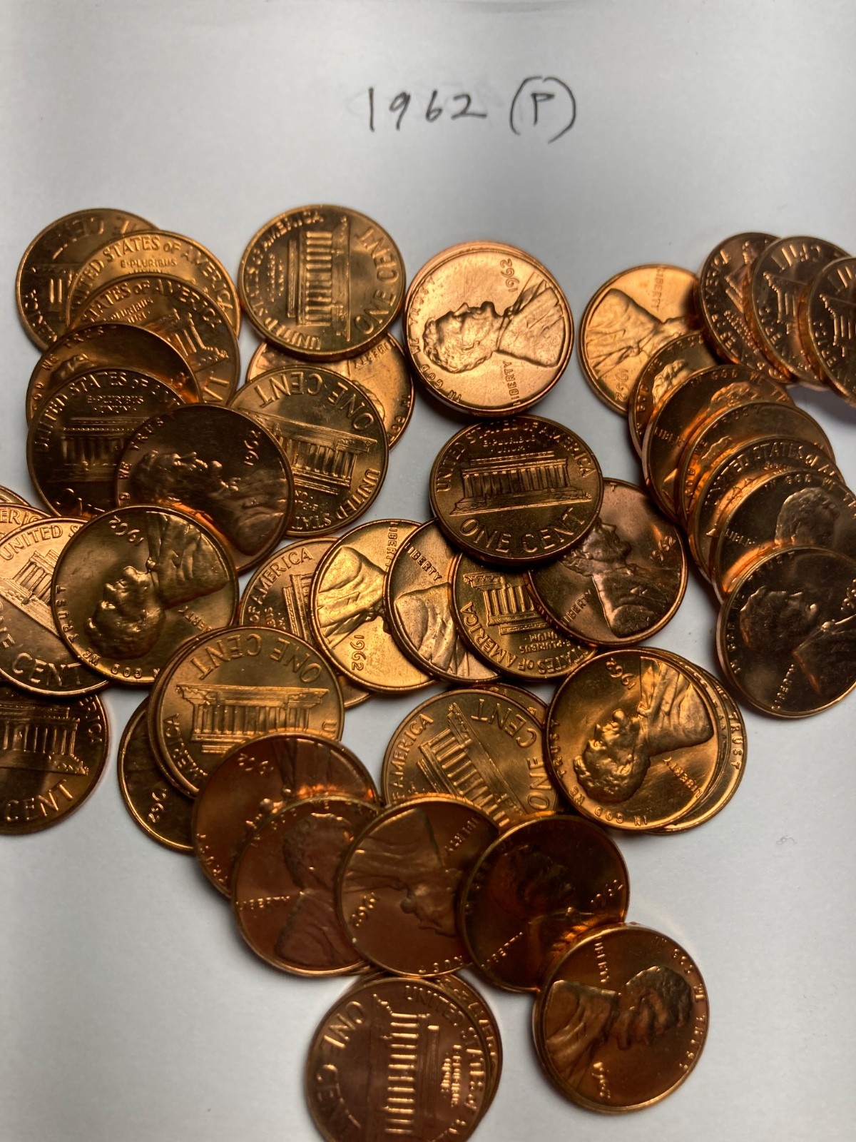 1962 (P) "BU"  LINCOLN MEMORIAL CENT PENNY ROLL  50 COINS