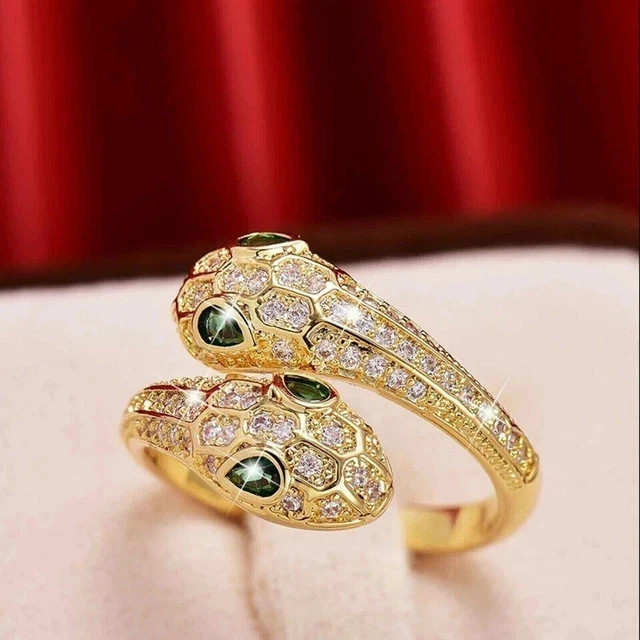2.20Ct Round Cut Lab Created Diamond Women's Snake Ring 14K Yellow Gold Plated
