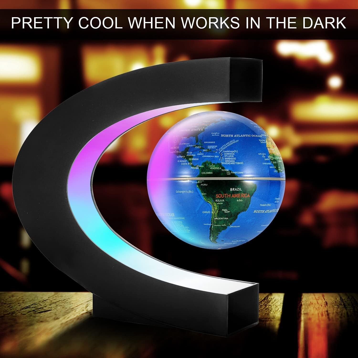 Floating Globe LED Lights C Shape Magnetic Levitation Floating Globe World Map
