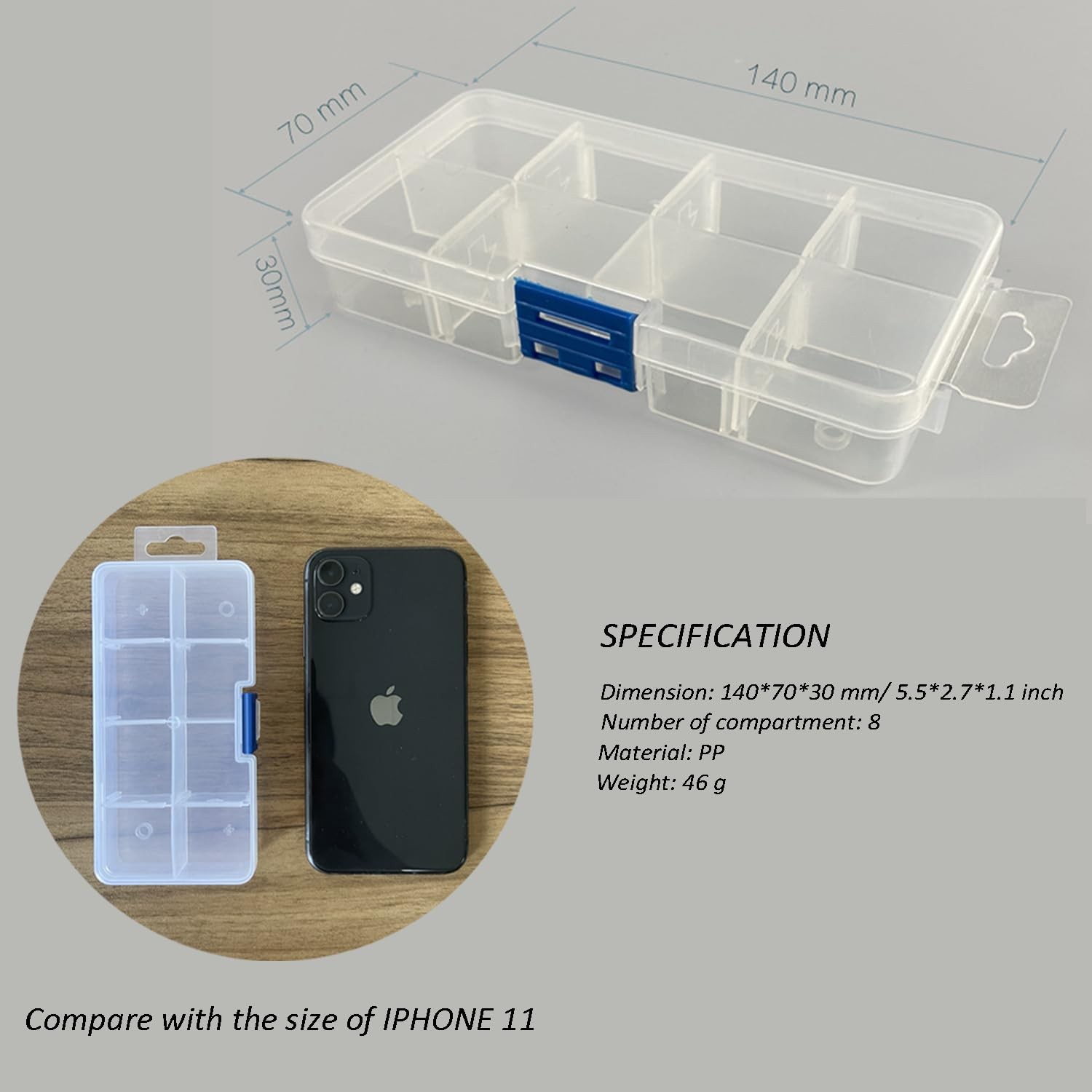 4 Pack 8 Grids Plastic Bead Organizer Box/Clear Crafts Thread Storage Contain...