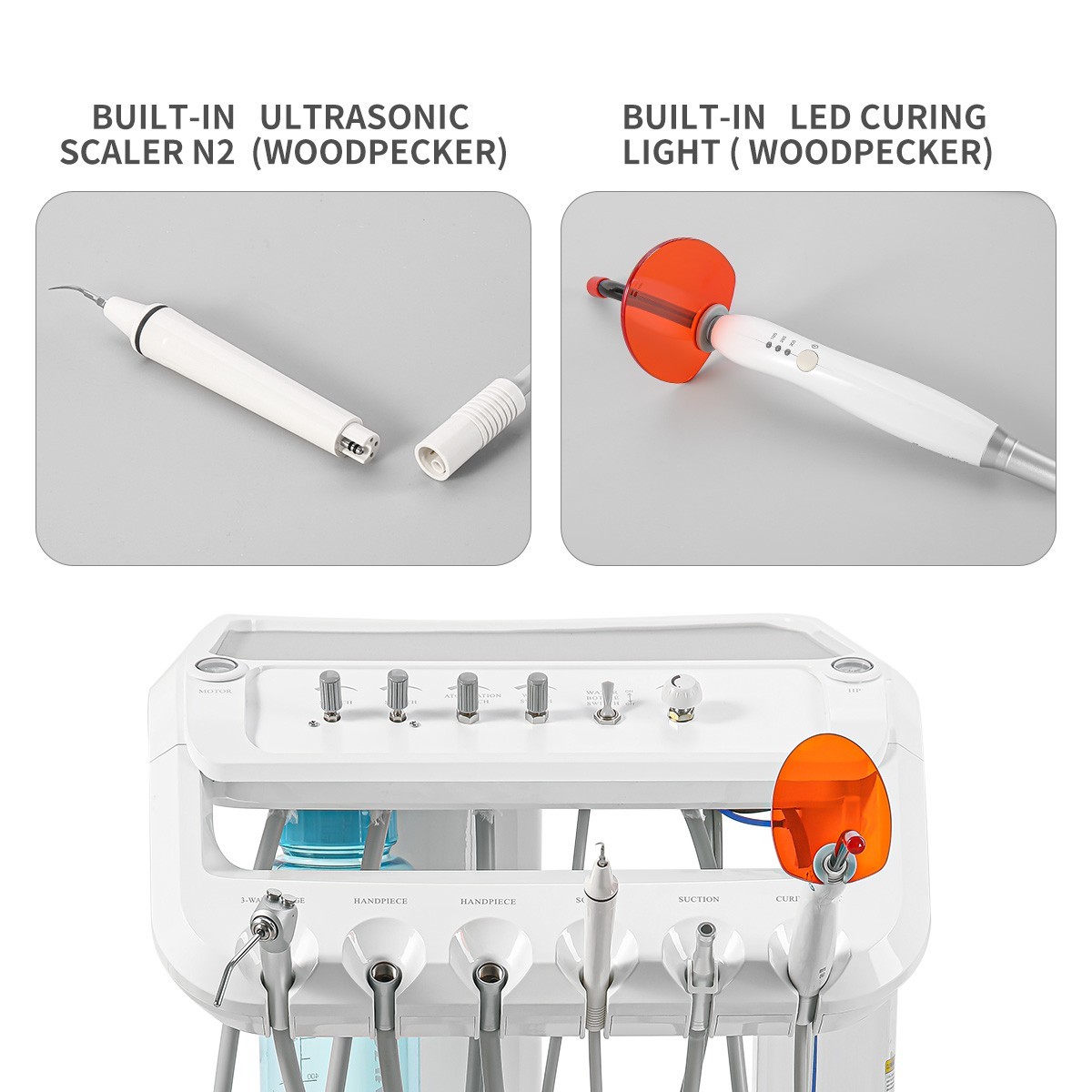 Dental Delivery Mobile Unit Air Compressor Light Curing scalers Suction System