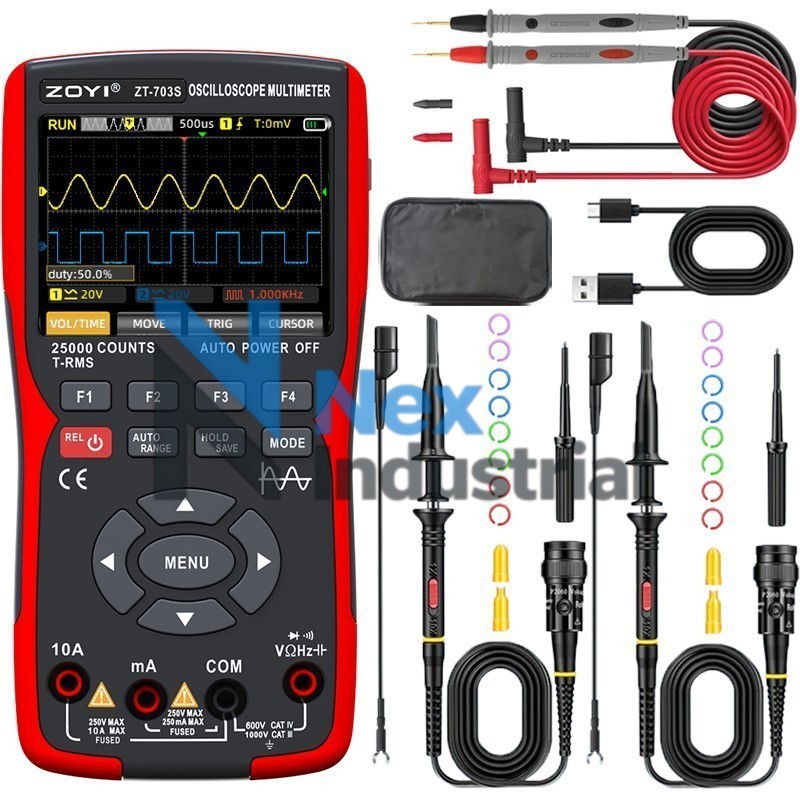 ZT703S 3-in-1 Multimeter Oscilloscope Signal Generator Instrument Dual-channel