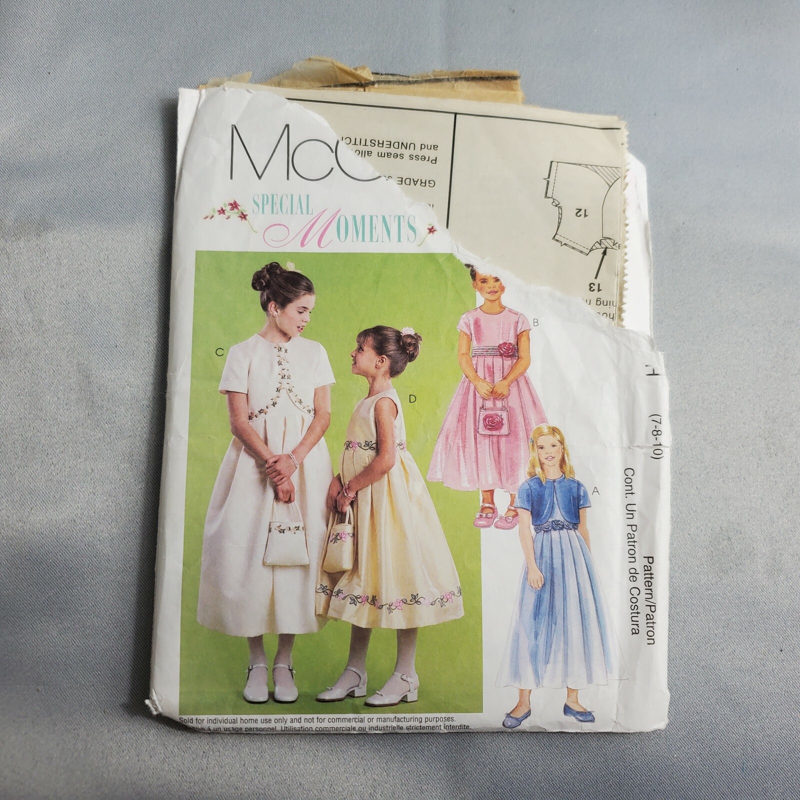McCalls Special Moments Pattern 3169 Girls Dress Size 10 CUT 2001