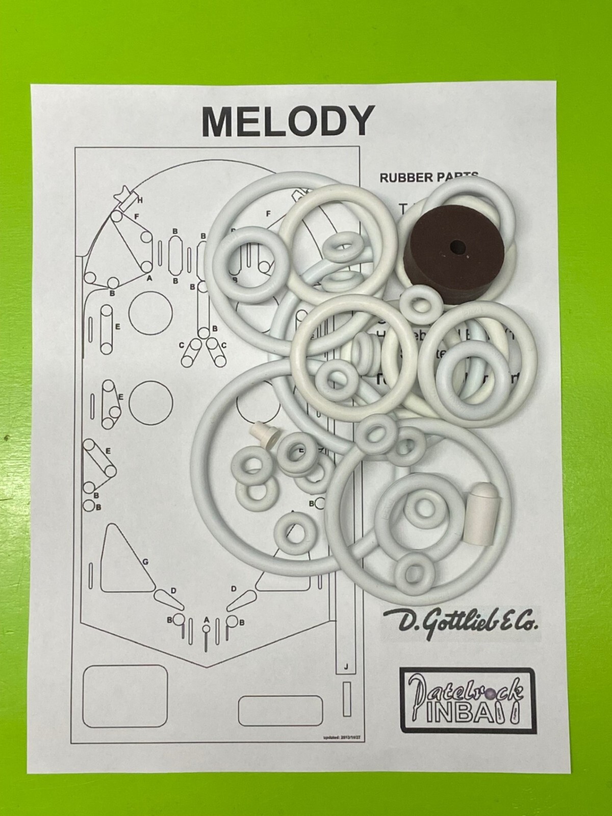 1967 Gottlieb Melody Pinball Machine Rubber Ring Kit