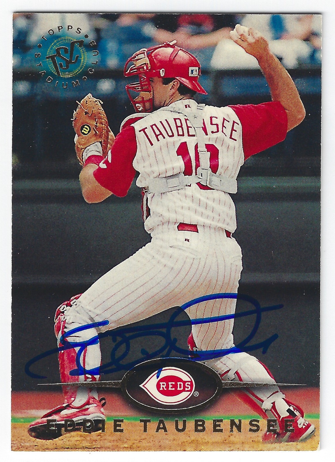 ED EDDIE TAUBENSEE CINCINNATI REDS SIGNED CARD CLEVELAND INDIANS HOUSTON ASTROS