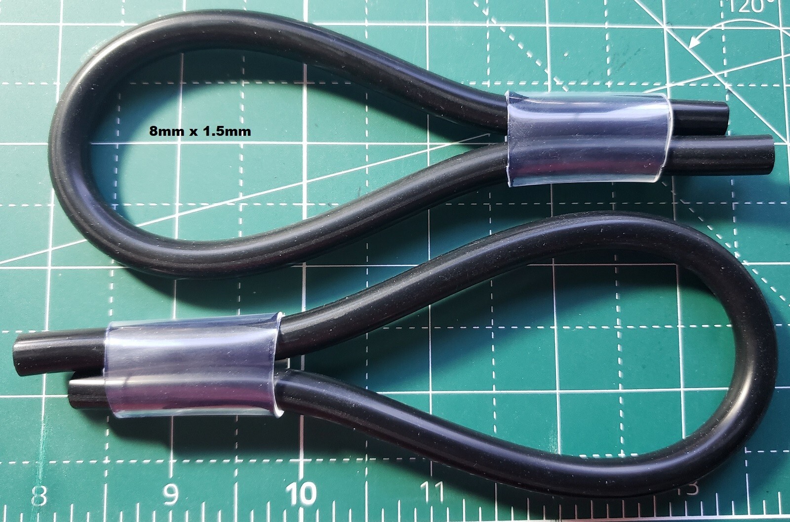 2 Conductive Rubber Loops Big Adjustable Tubing - For Tens Estim Erostek 8mm OD