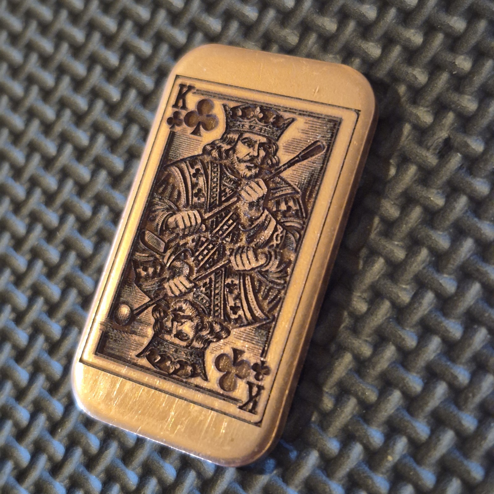 Custom Copper Golf Ball Marker / King of Clubs Poker Card Design / 1.75"x1"