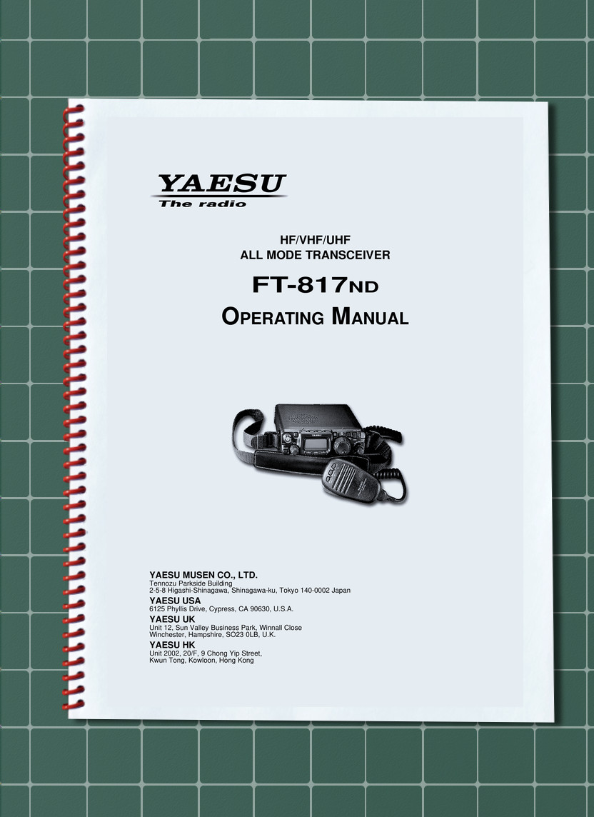 Yaesu FT-817ND — OPERATING MANUAL Guide Documentation — 84 Pages — USA Made