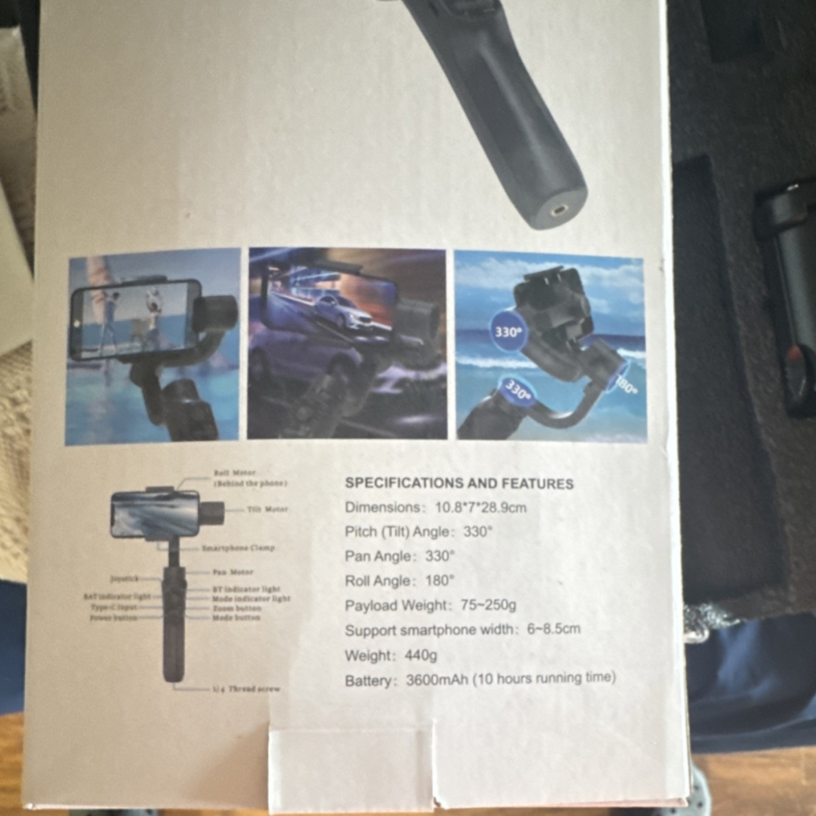 F10pro 3-Axis Smartphone Gimbal Stabilizer, Motorized 360° Rotation