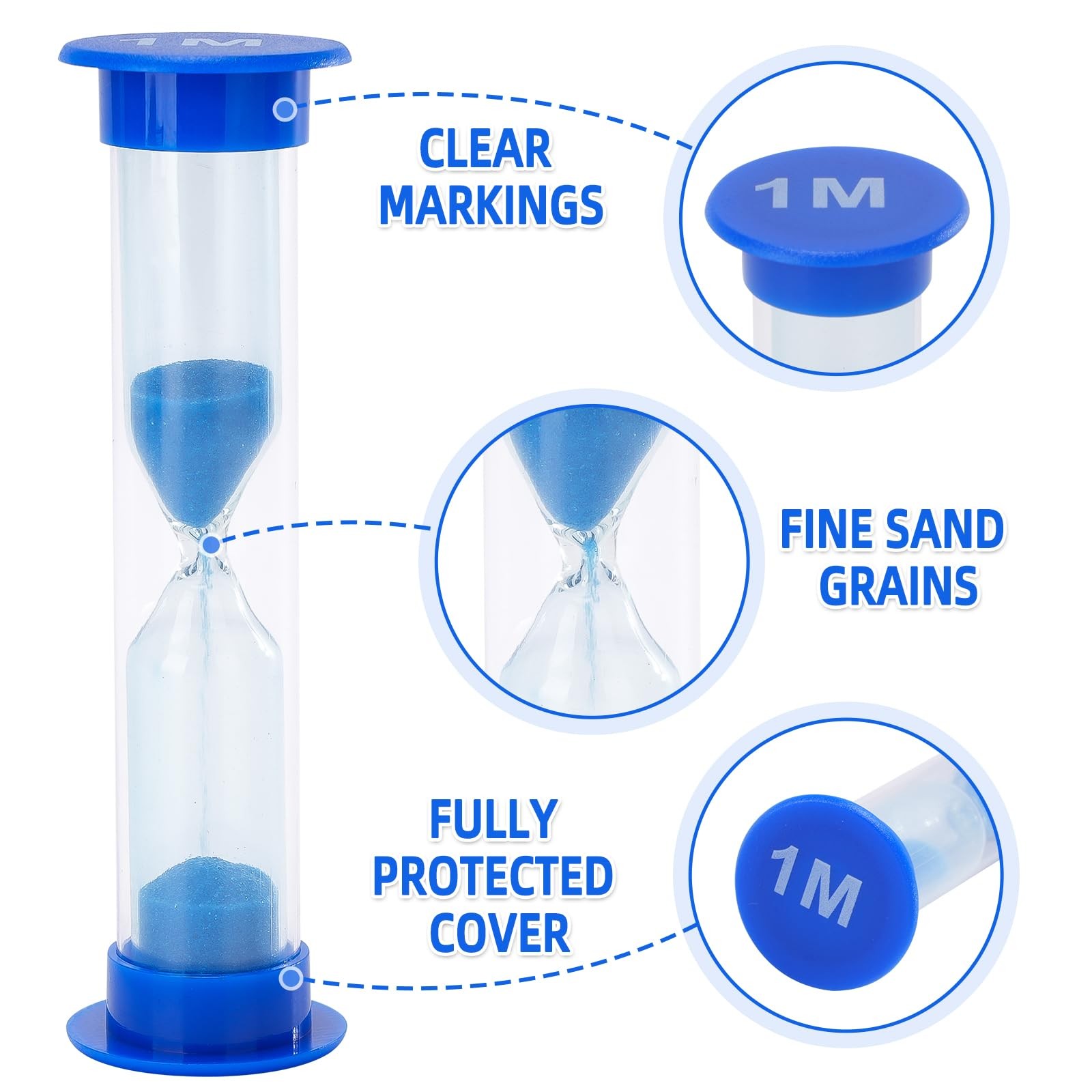 Plastic Sand Timer Sandglass Hourglass Sand Clock Timer 30 sec, 1 min, 2 mins