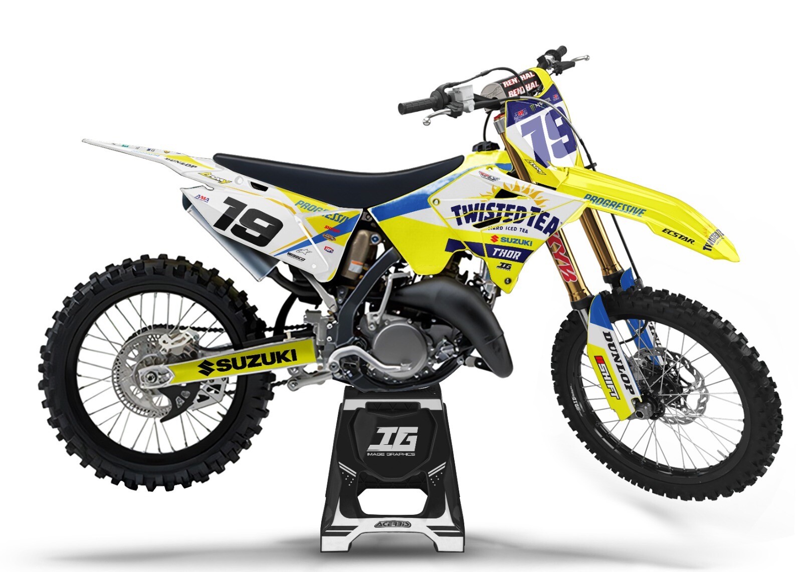 SUZUKI RM POLISPORT RESTYLE 01-08 RM 125 250 GRAPHICS SET  TWISTED TEA