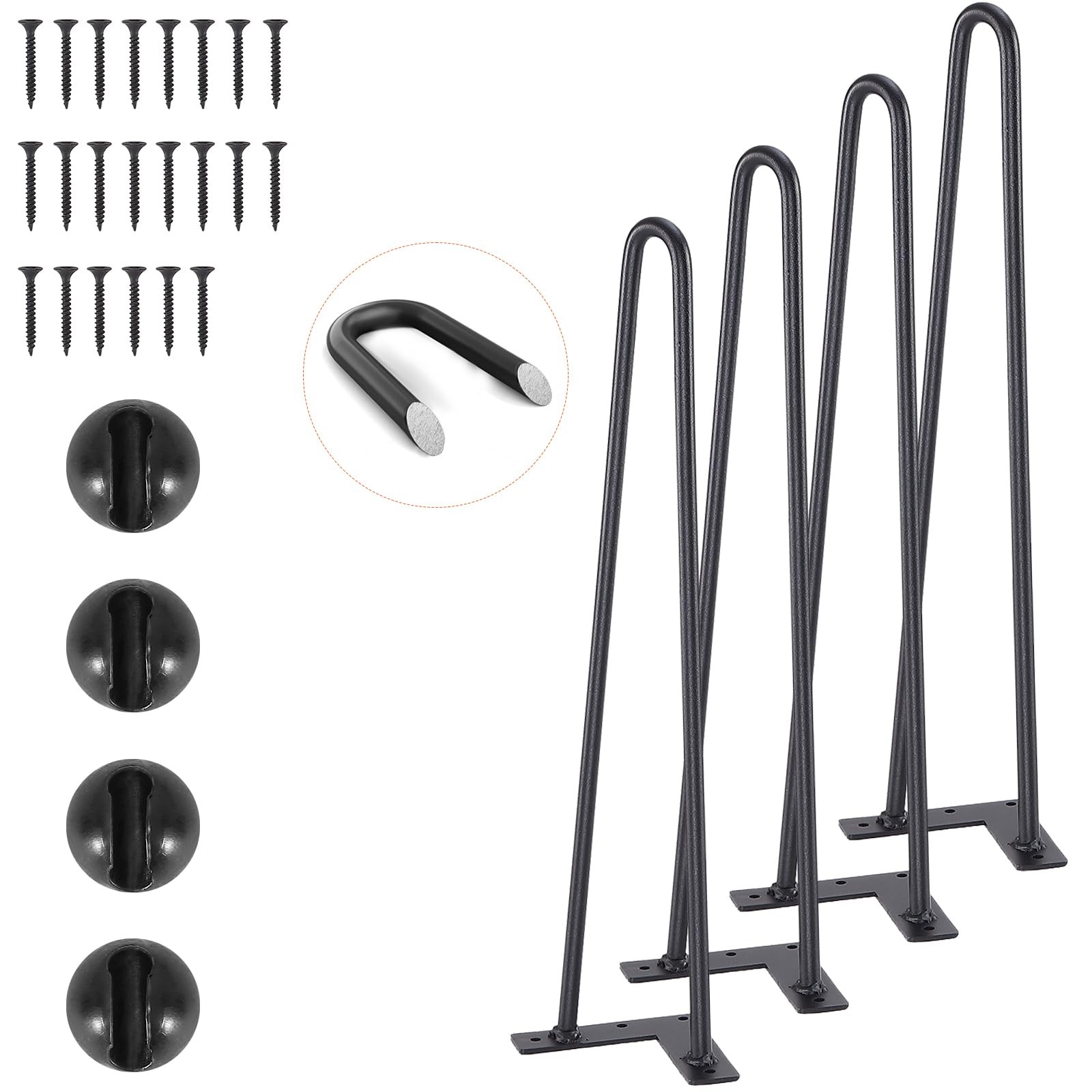 VEVOR 19" Hairpin Furniture Legs, Metal, DIY Nightstand, Coffee Table, Set of 4