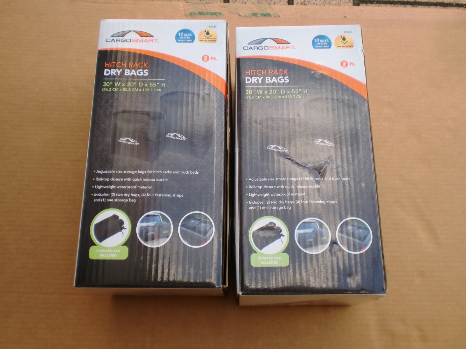 2 CARGOSMART HITCH RACK DRY BAGS ADJUSTIBLE WATERPROOF 30" W x 20" D x 55" H NEW