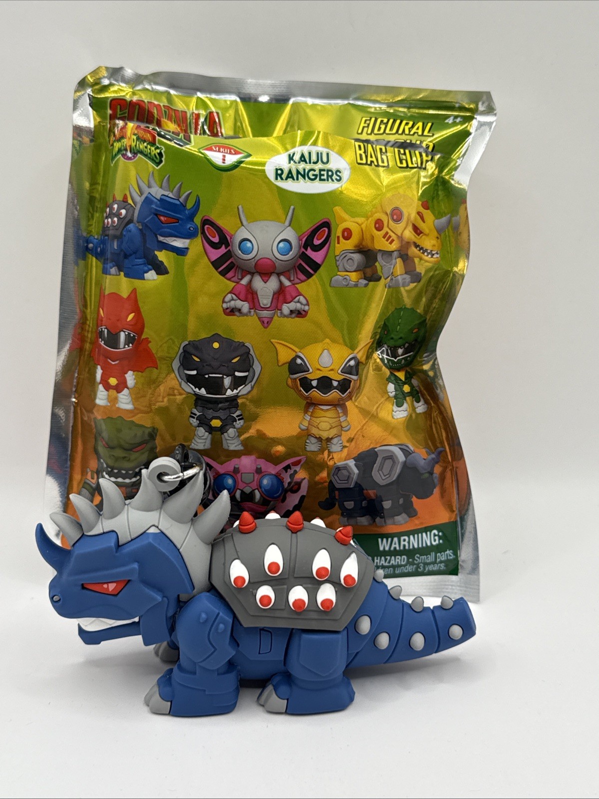 Godzilla Power Rangers Series 1 Figural Bag Clip Blue Anguirus Kaiju Zord NEW