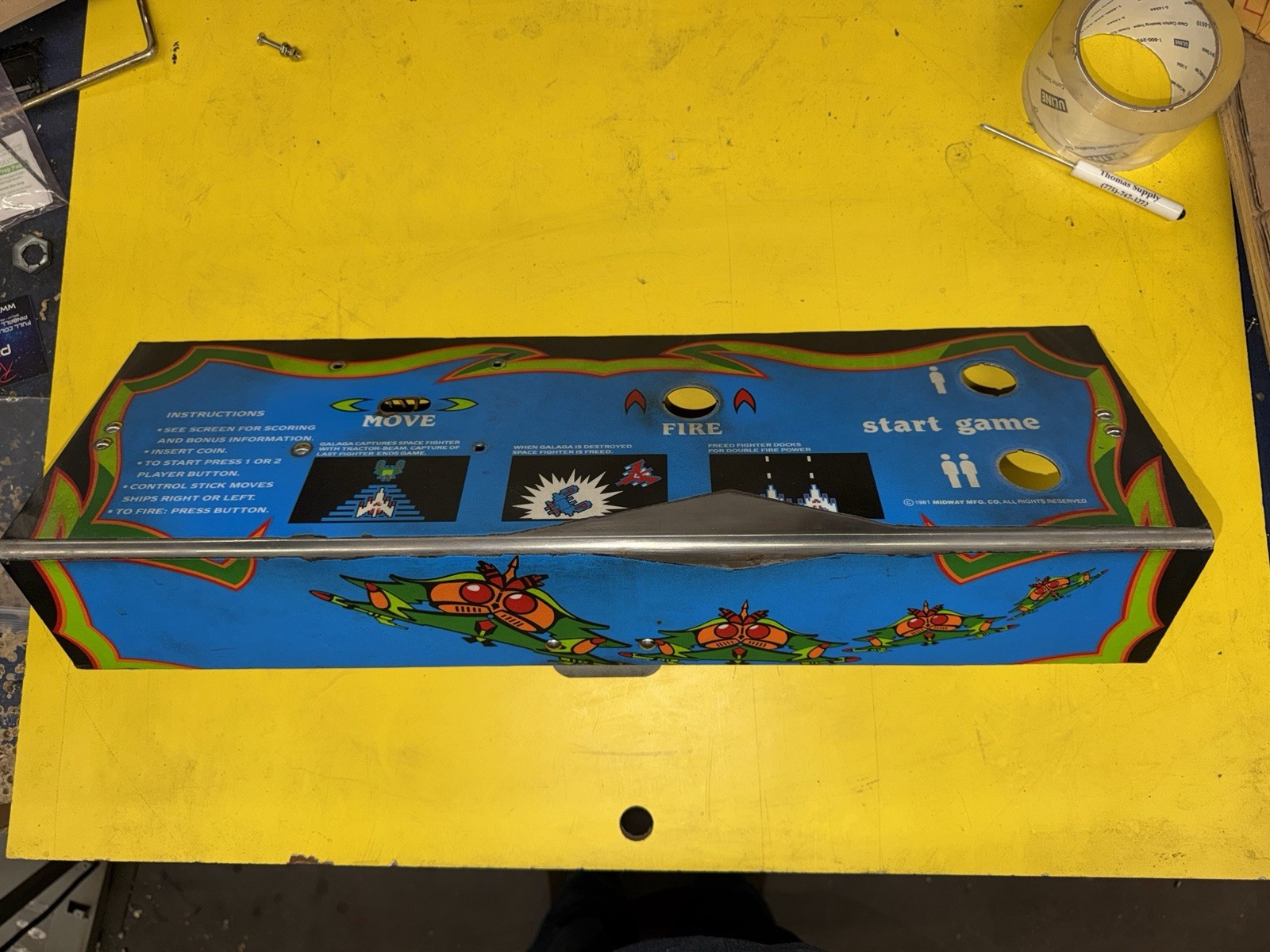 Midway Galaga Arcade Control Panel With Wiring Harness