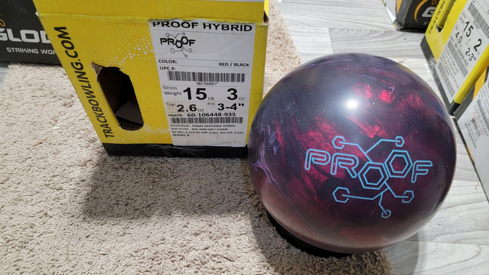 Track Proof Hybrid 1st Quality Bowling Ball | 15 Pounds | 3-4" Pin | 2.6oz TW