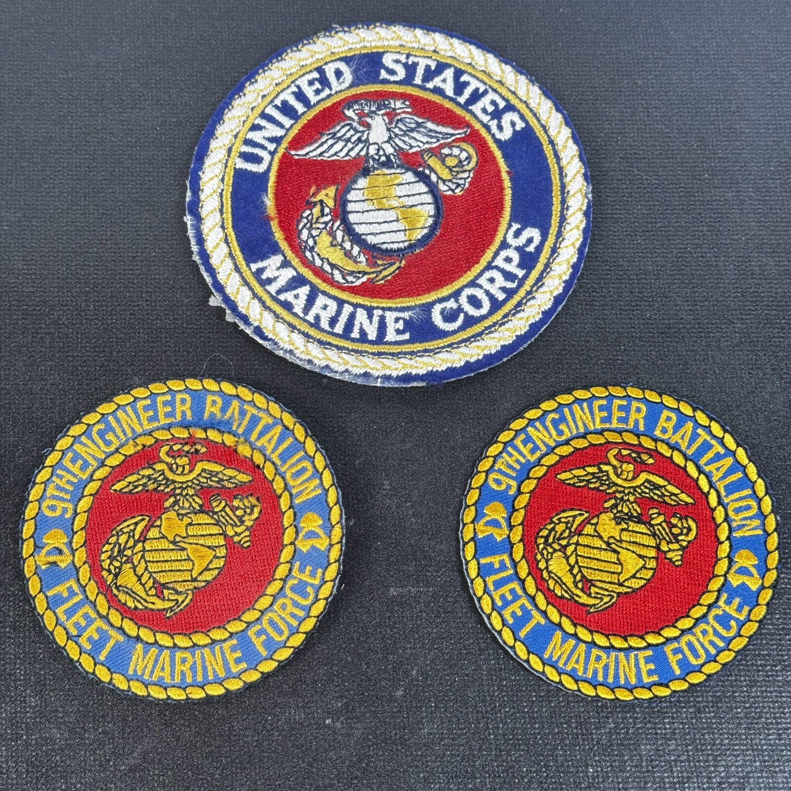 3 US MARINE CORPS USMC Embroidered Military Patch Lot 9th Engineer Battalion