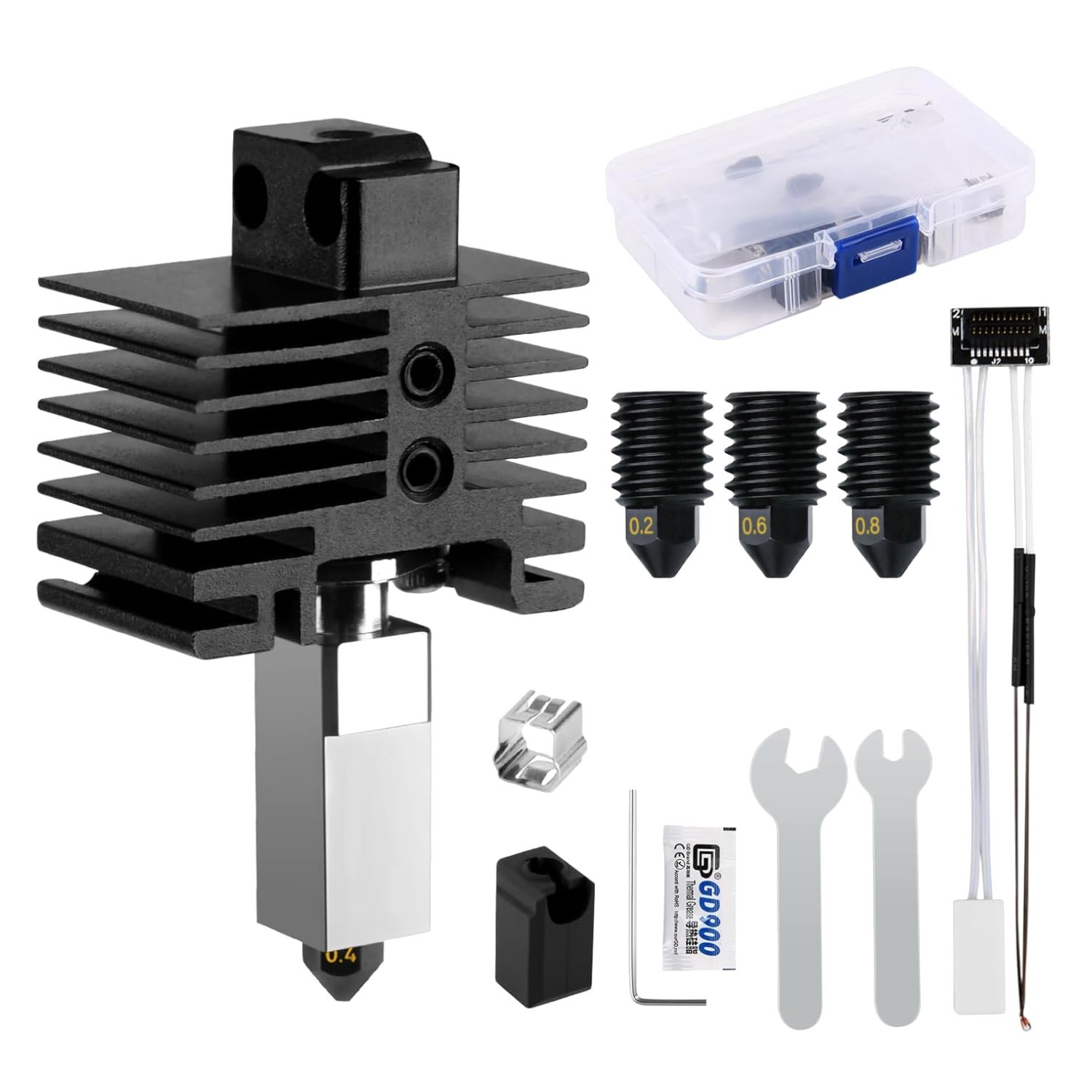 Hardened Steel Hotend Kit for Bamboo P1P/P1S 3D Printers - 0.2 to 0.8mm Nozzles