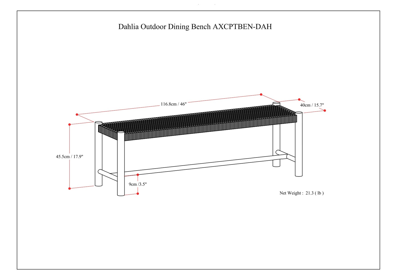 Dahlia - Outdoor Indoor Bench - Grey