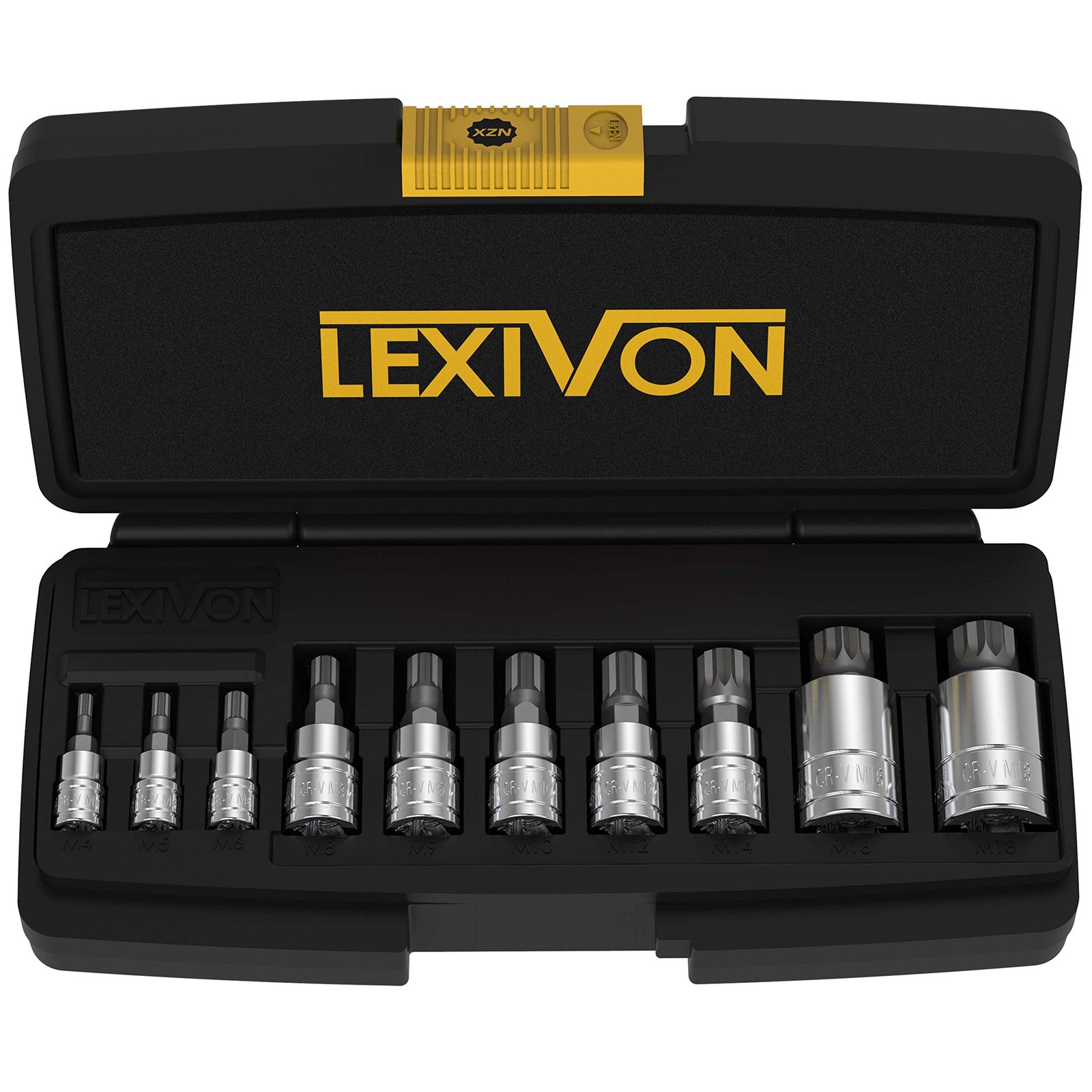 Lexivon Xzn Triple Square Spline Bit Socket Set, Premium S2 Alloy Stee