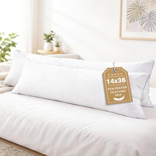 14x36 Pillow Inserts Set of 2, Down Feather Throw Pillow Inserts, Decorative