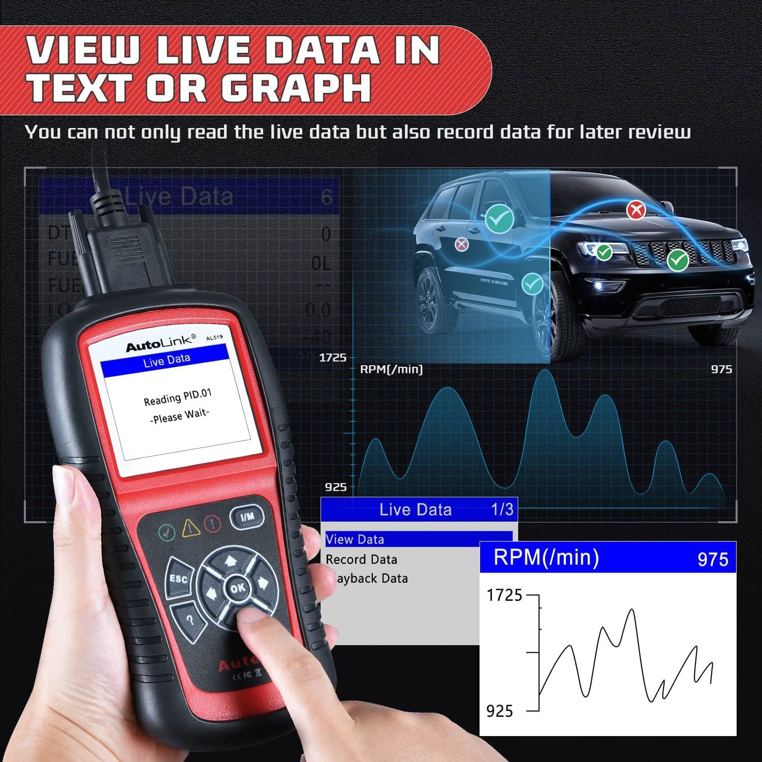 Autel AutoLink AL519 Car Scanner OBD2 Autel Code Reader Check Engine Diagnostics