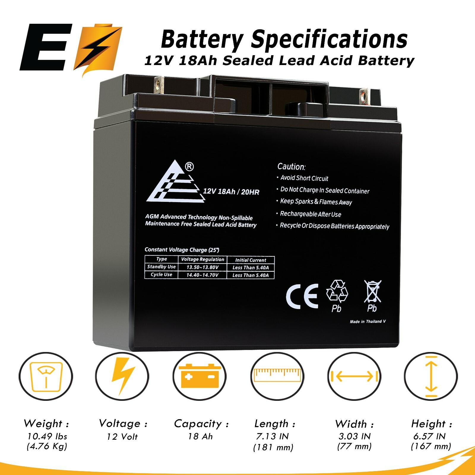 12V 18AH SLA Replacement Battery for Pride Mobility Revo Scooter