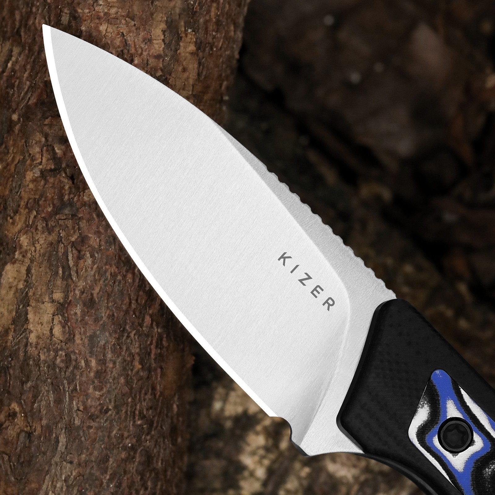 Kizer Whiskey Jack Fixed Knife AEB-L Blade G10 & Micarta Handle + Sheath 1108A6