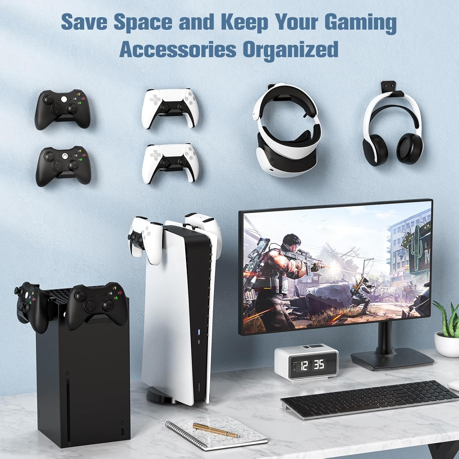 KUNSLUCK 6 Pack Controller Wall Mount – Universal Game Controller Holder for P