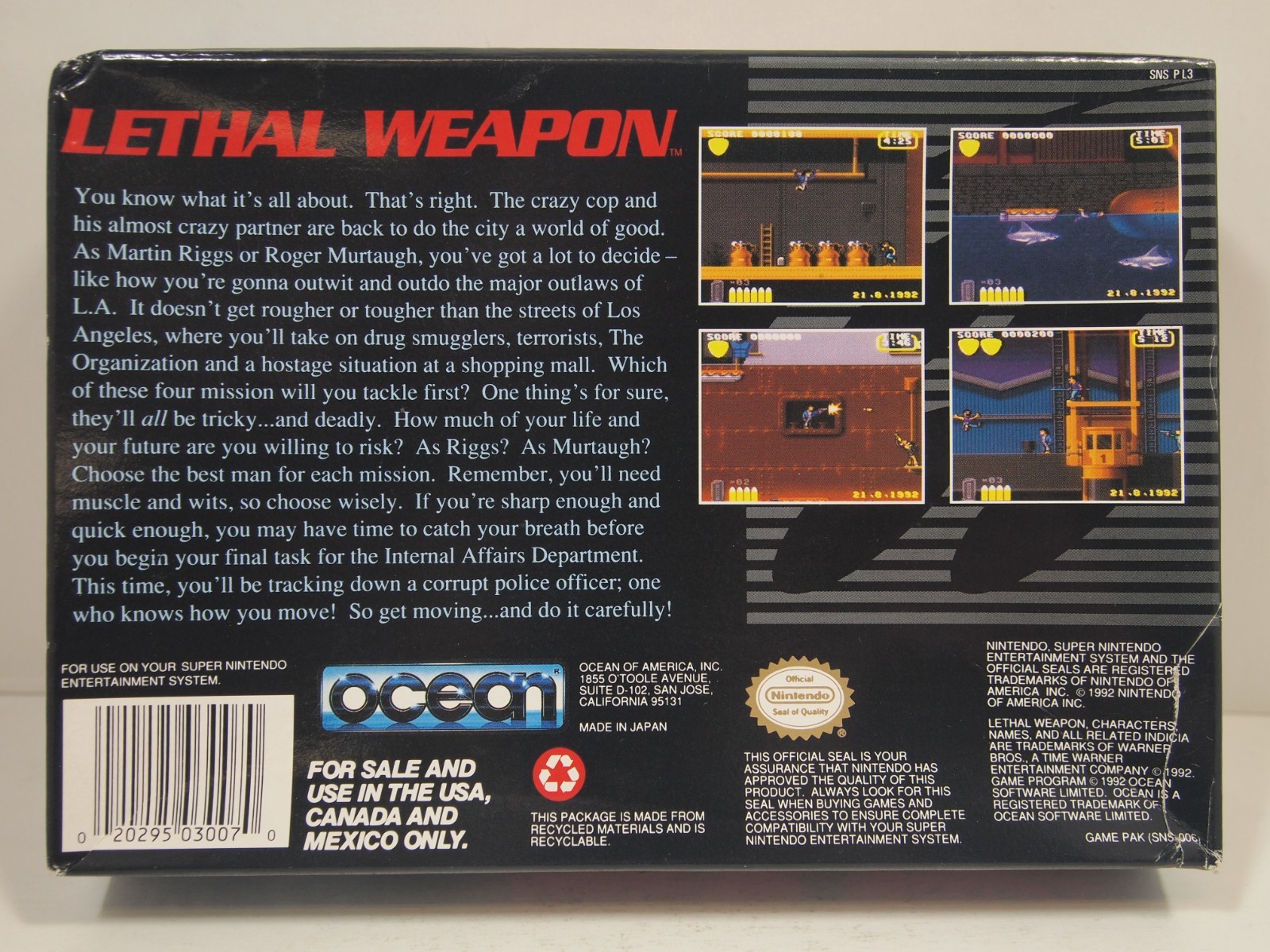 Lethal Weapon (Super Nintendo | SNES) Authentic BOX ONLY