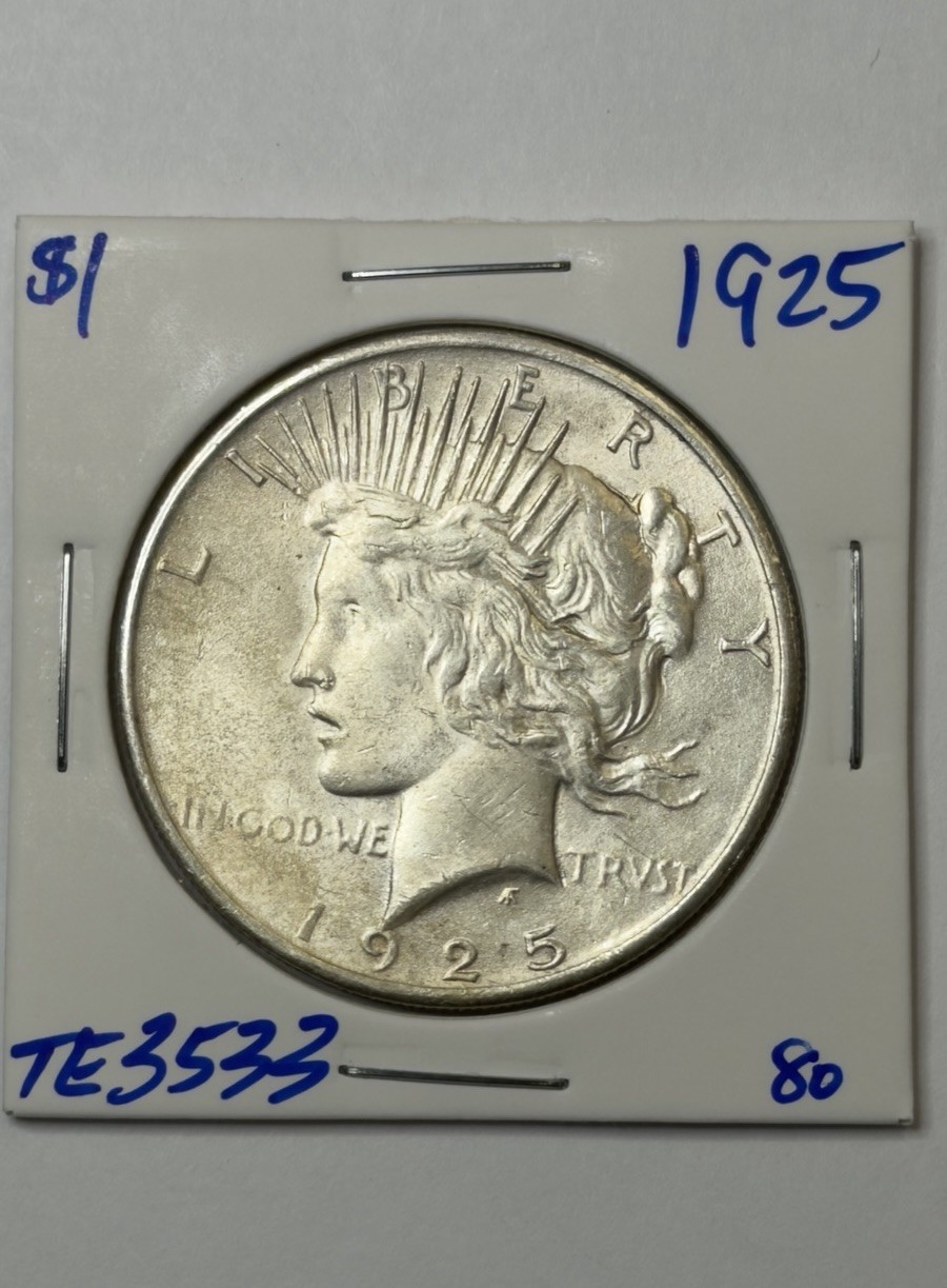 1925 $1 Peace Silver Dollar ** TE3533