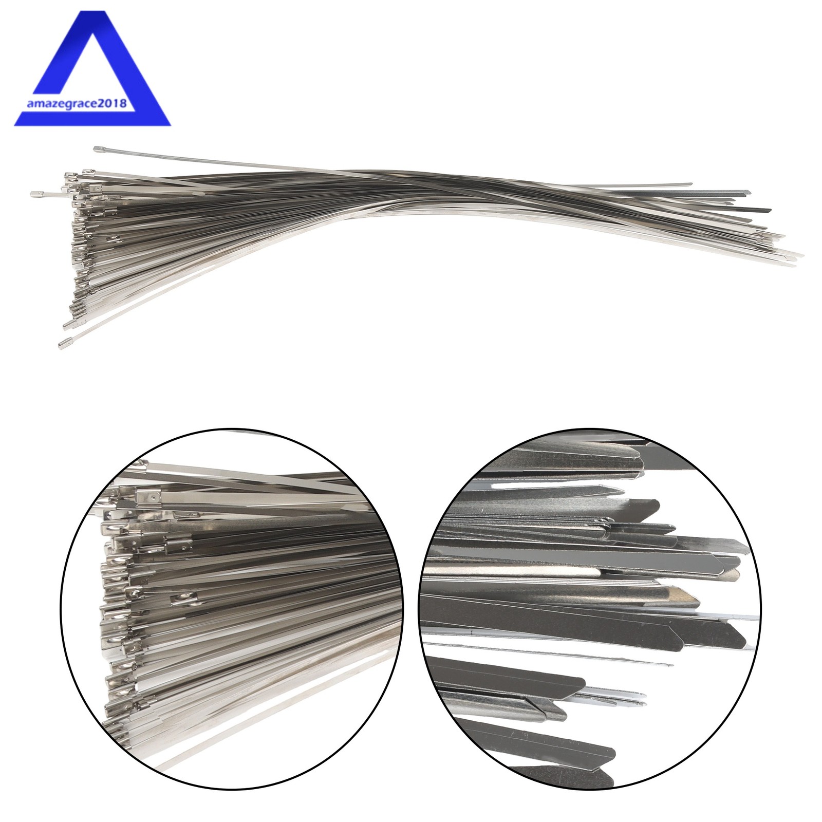 100Pcs Stainless Steel Cable Ties, Heavy-duty, Tensile Strength 270 lbs, 24 in