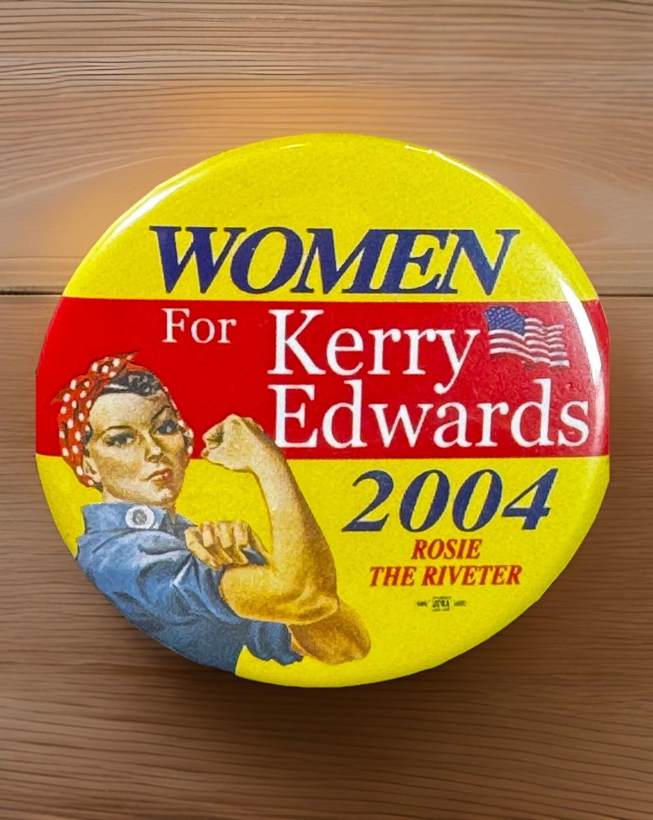 Women For Kerry Edwards Button 2004 Presidential Campaign Rosie The Riveter Vtg