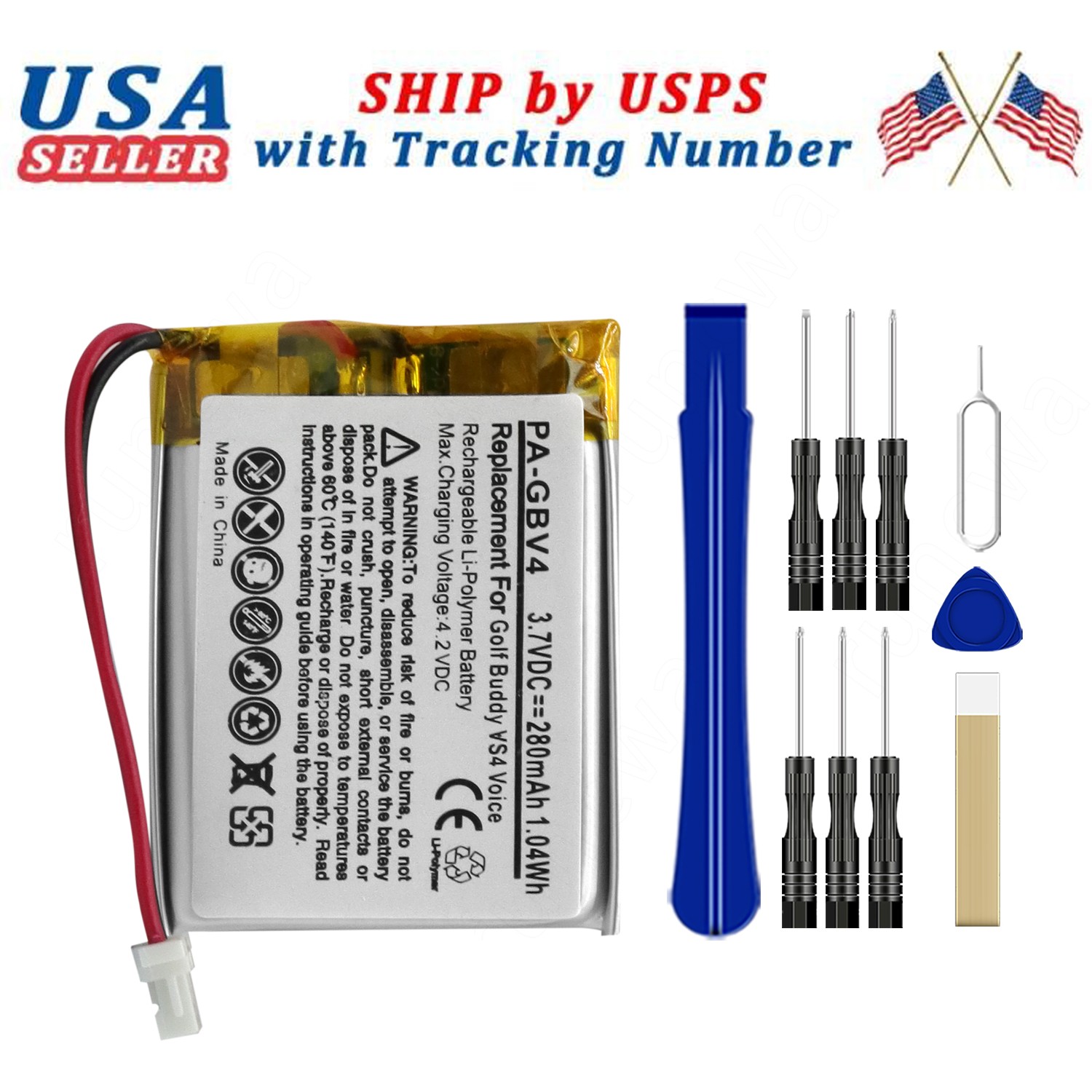 Battery YK372731 PL482730 for Golf Buddy Voice VS4 GPS Talking GPS Rangefinder