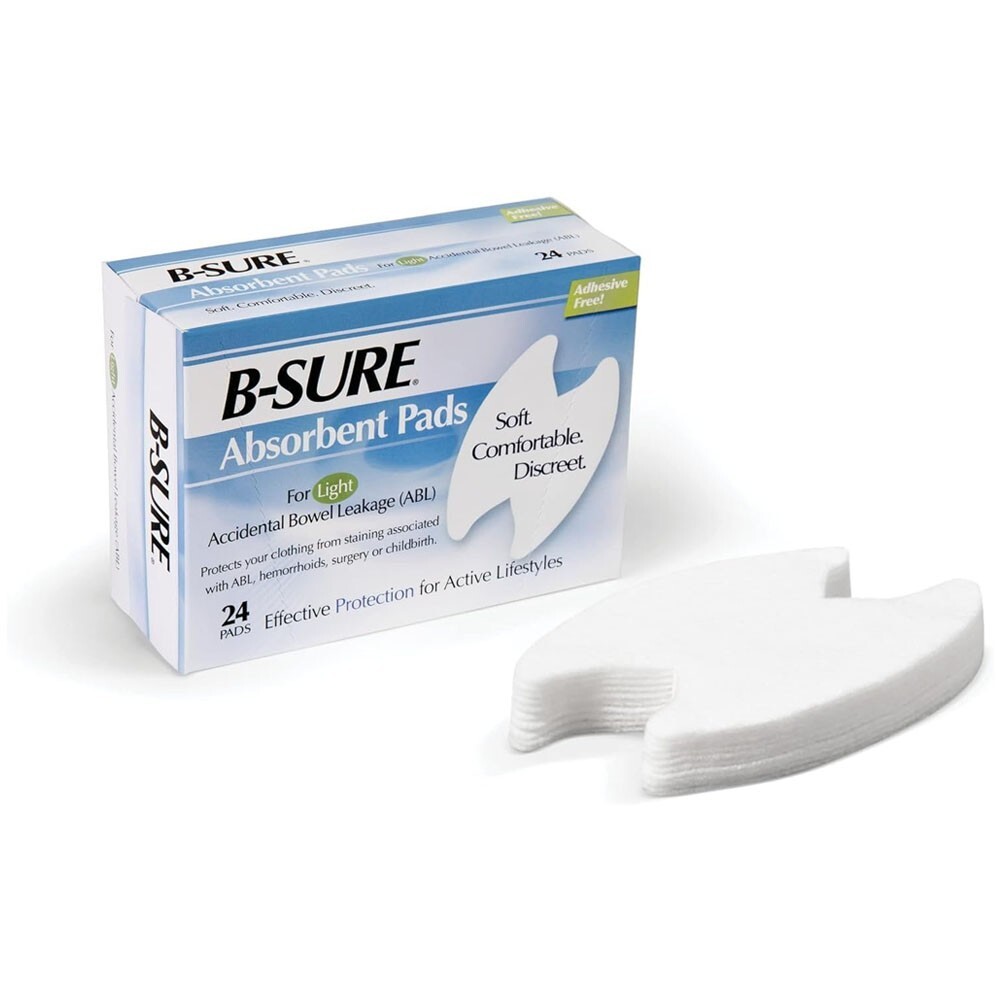 BSURE 24 Anal Leakage Pads, Light Absorbency Incontinence Liner, FREE shipping