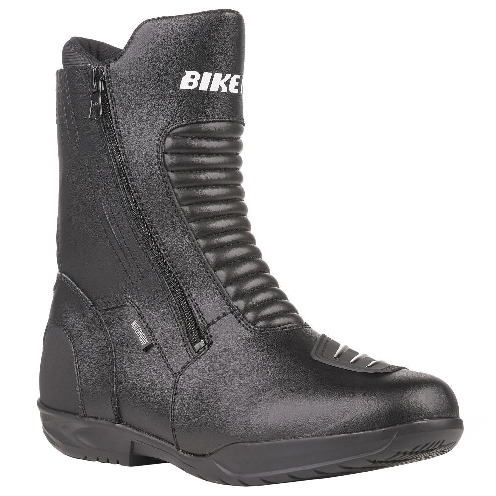 BIkeIt Preto Motorcycle Boots Waterproof Touring Leather Biker Boot Black