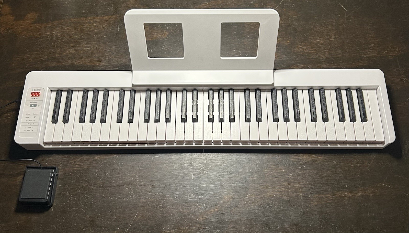 Donner 37-Key Portable Digital Piano White w/ Sustain Pedal, Stand, Carrying Bag