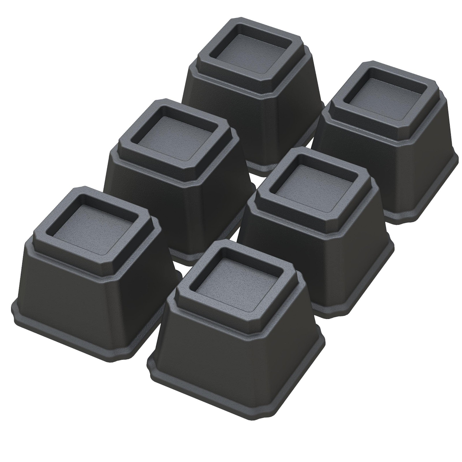 6 Pack Heavy Duty Bed Risers 4 Inch Furniture Elevators Table Sofa Black