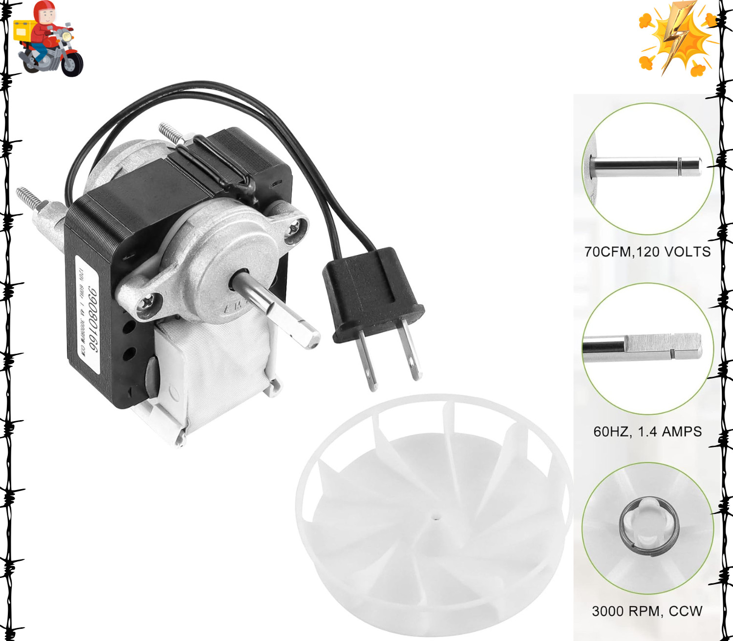 Bathroom Fan Motor for Nautilus N655 N679 N671 Broan 655 657 658 679A 671A N678