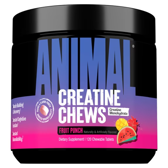 Animal Creatine Chews – 5g Creatine Monohydrate- Fruit Punch - 30 Count