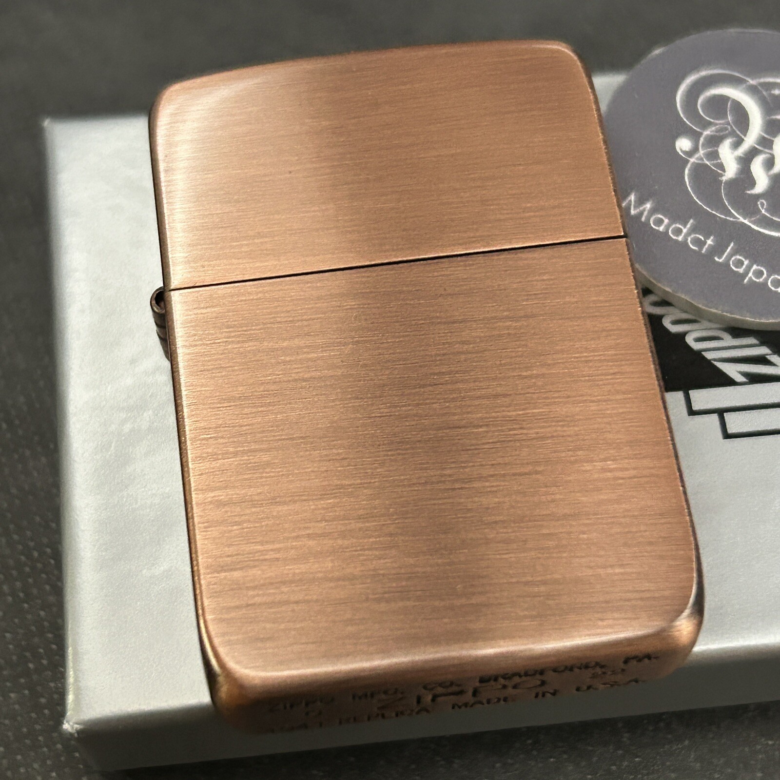 Zippo 1941 Replica Antique Copper Brown Round Corner Lighter Brass from Japan