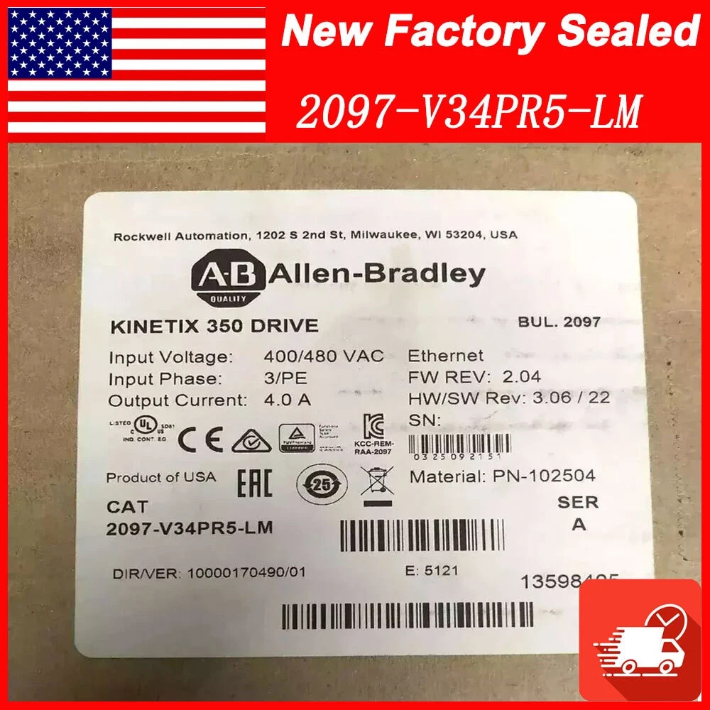 AB 2097-V34PR5-LM Kinetix 350 Servo Drive NEW Factory Sealed 2097 V34PR5 LM